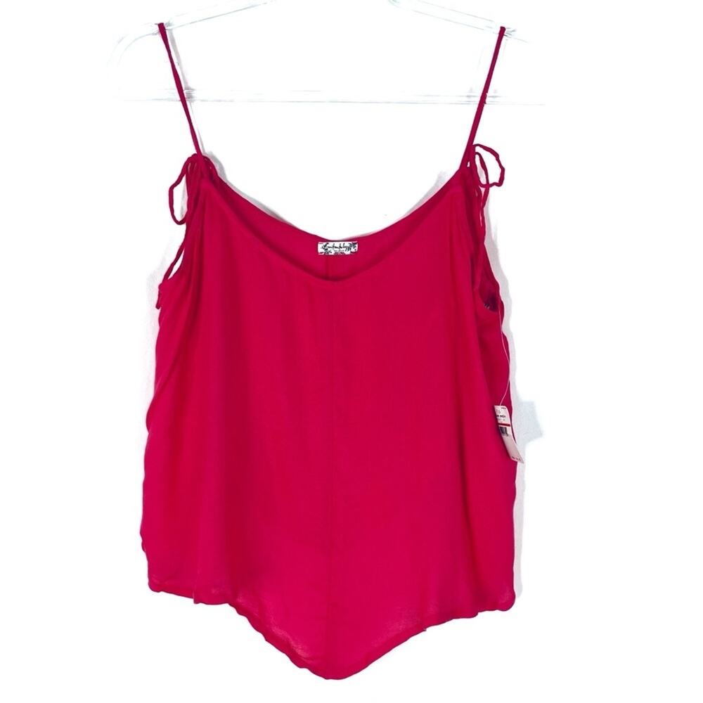 Intimately Free People | Crossroads Tie-Strap Cami Sandy Hot Pink Rayon Tank NWT